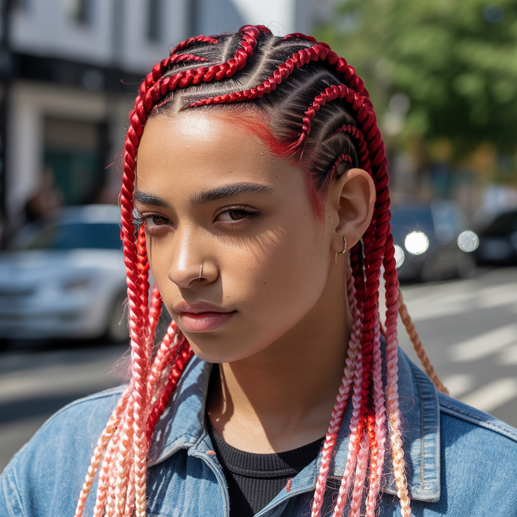 15 Swirl Cornrows Inspiration for a Fresh New Look 9 Swirl Cornrows with Colored Extensions