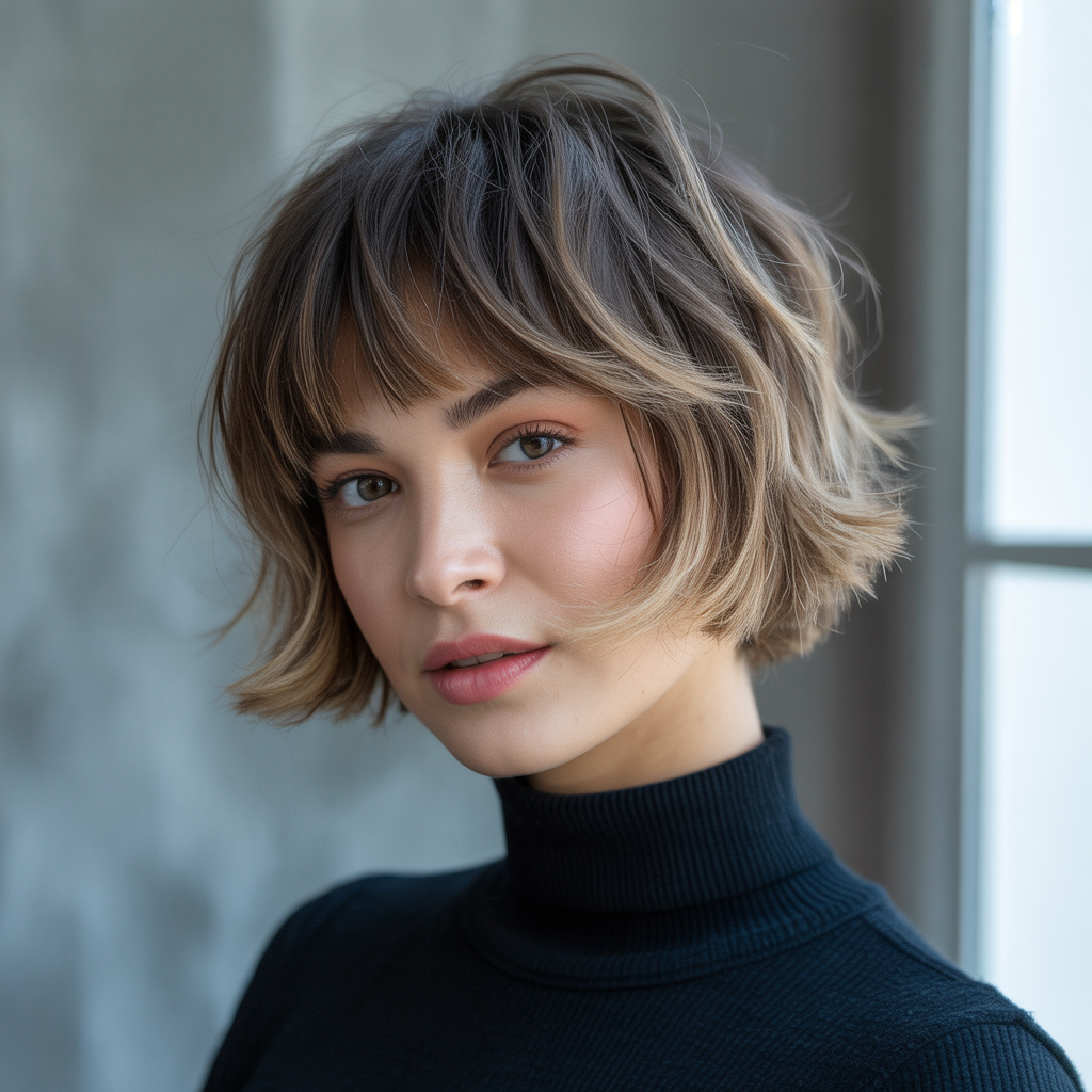 short shag with bangs