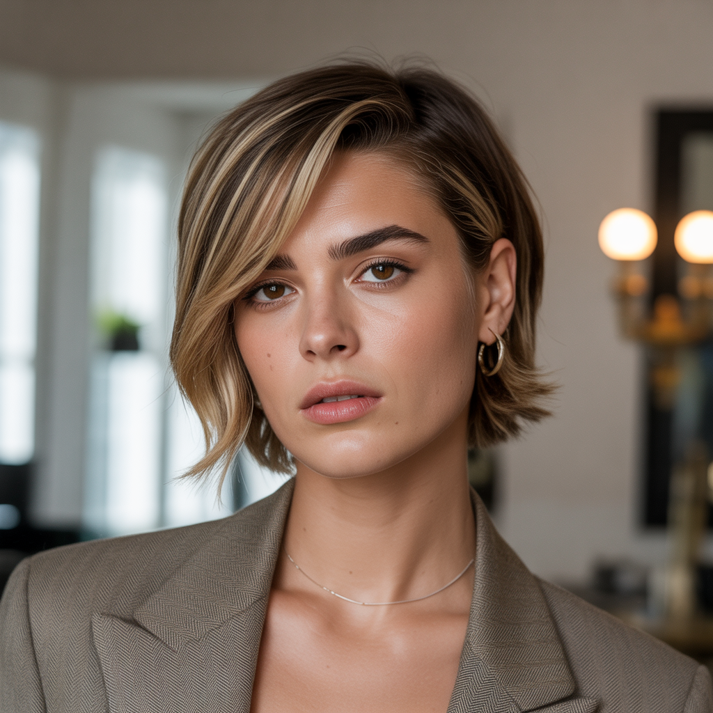 Side-Swept Shag with Deep Part