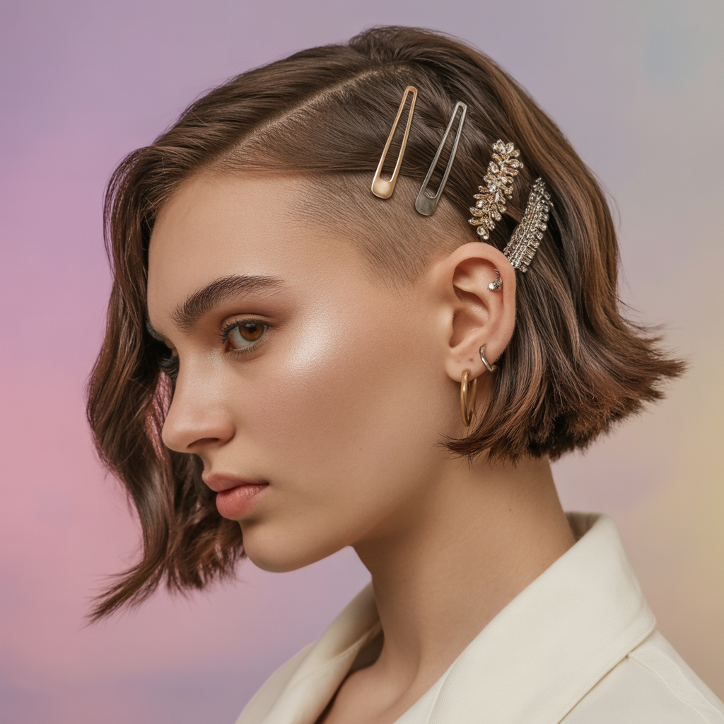 Side Shaved Hairstyles with Accessories