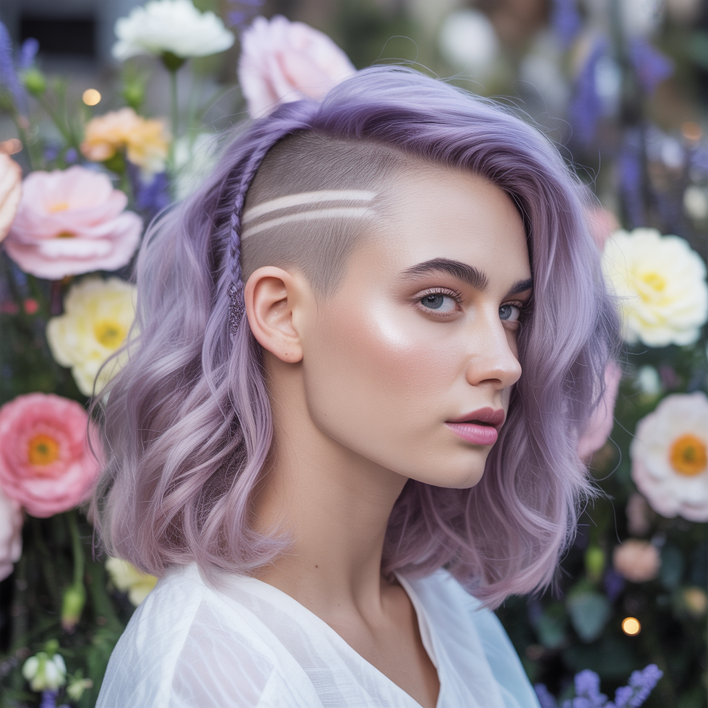 Side Shaved Hairstyles with Pastel Tones