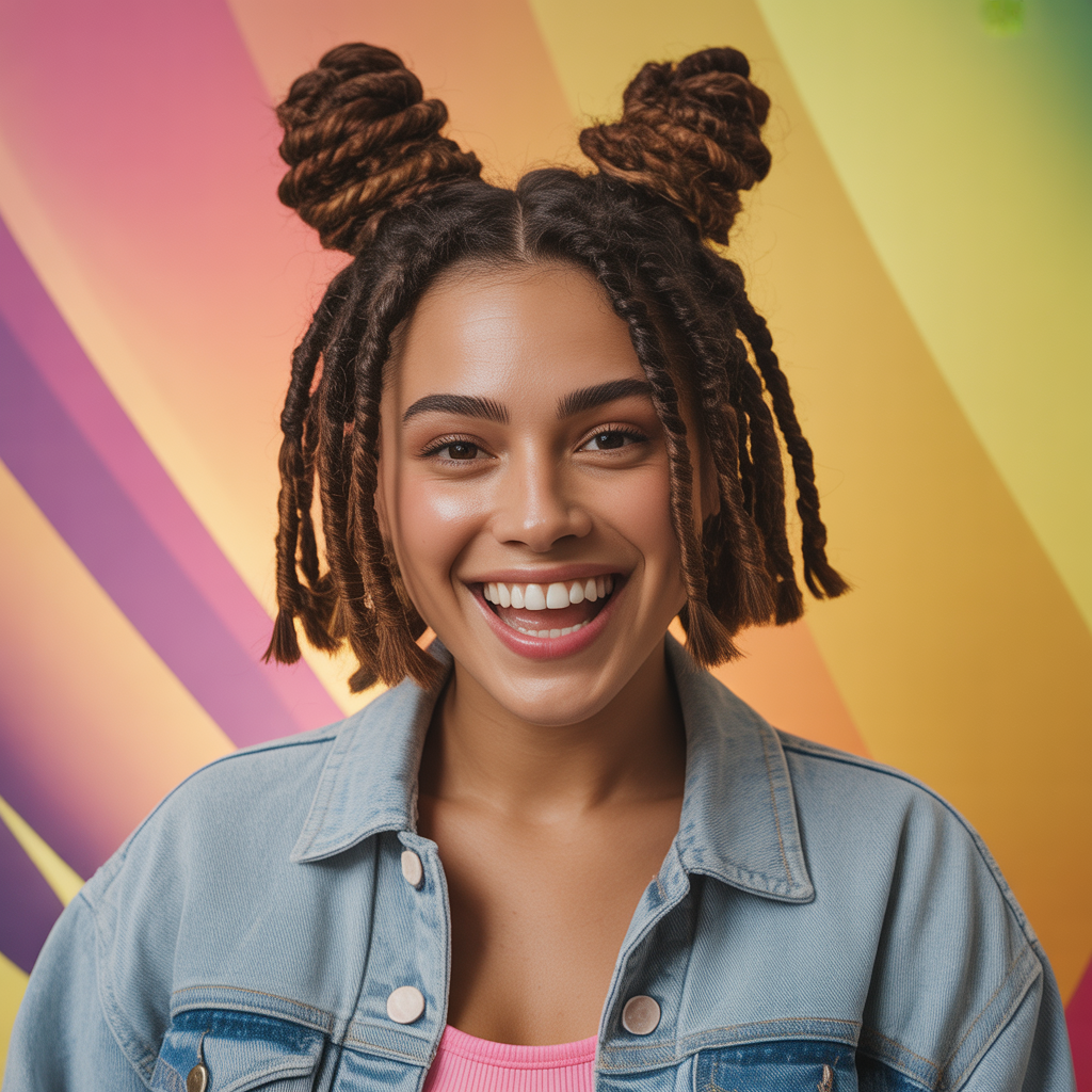 Space Buns with Short Locs