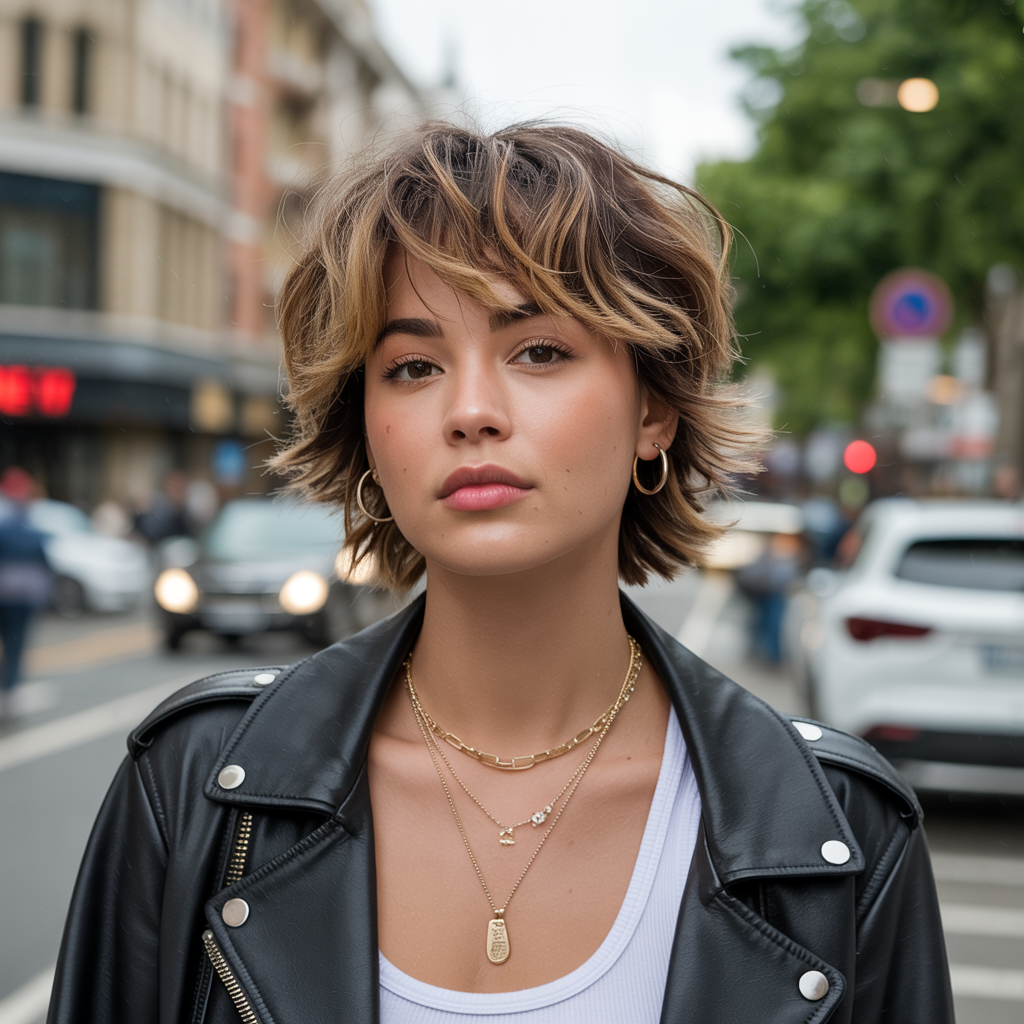 trendy young woman with a textured crop