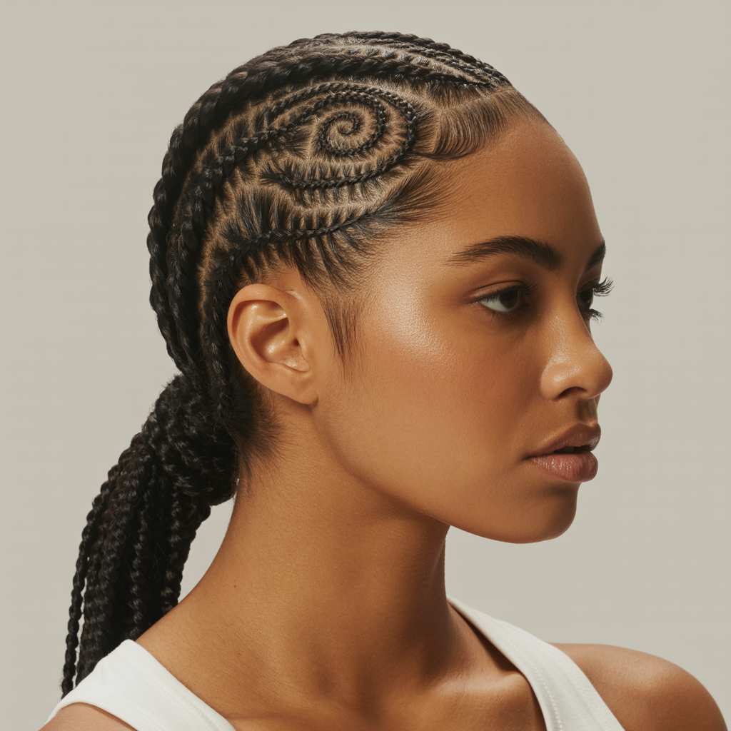 15 Swirl Cornrows Inspiration for a Fresh New Look 10 Low Ponytail Swirl Cornrows