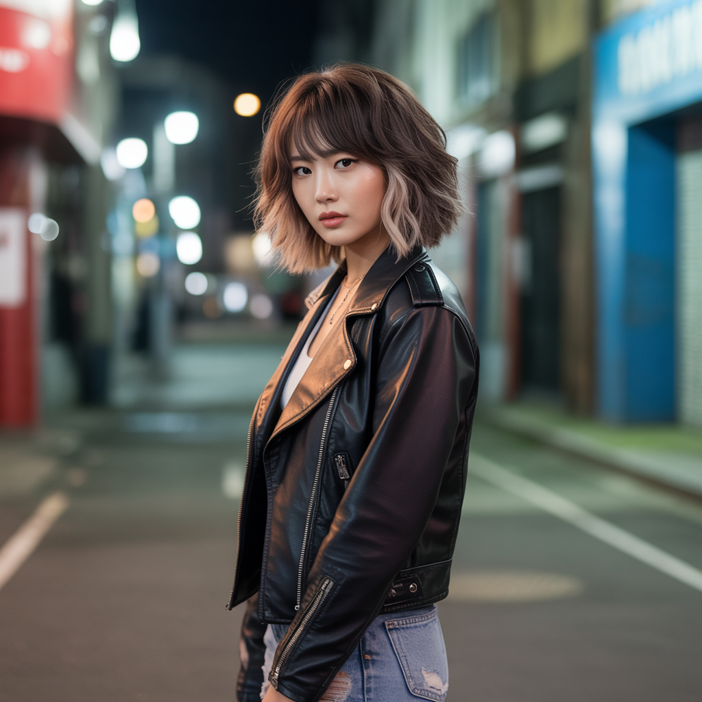 Ash Brown Wolf Cut With Highlights