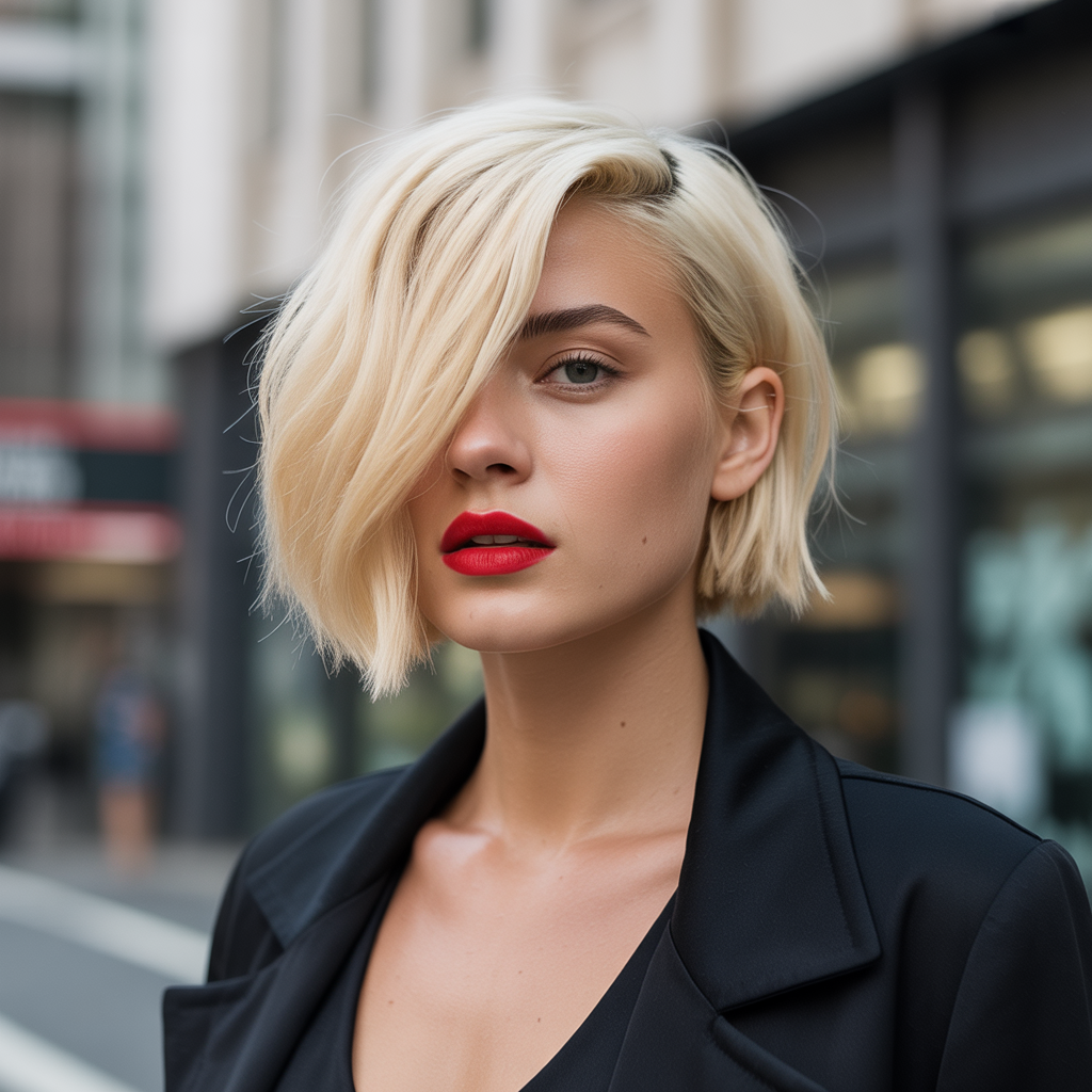 Asymmetrical Blonde Bob