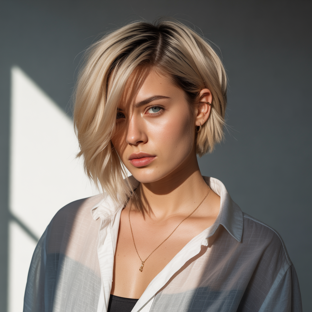 Asymmetrical bob wolf cut