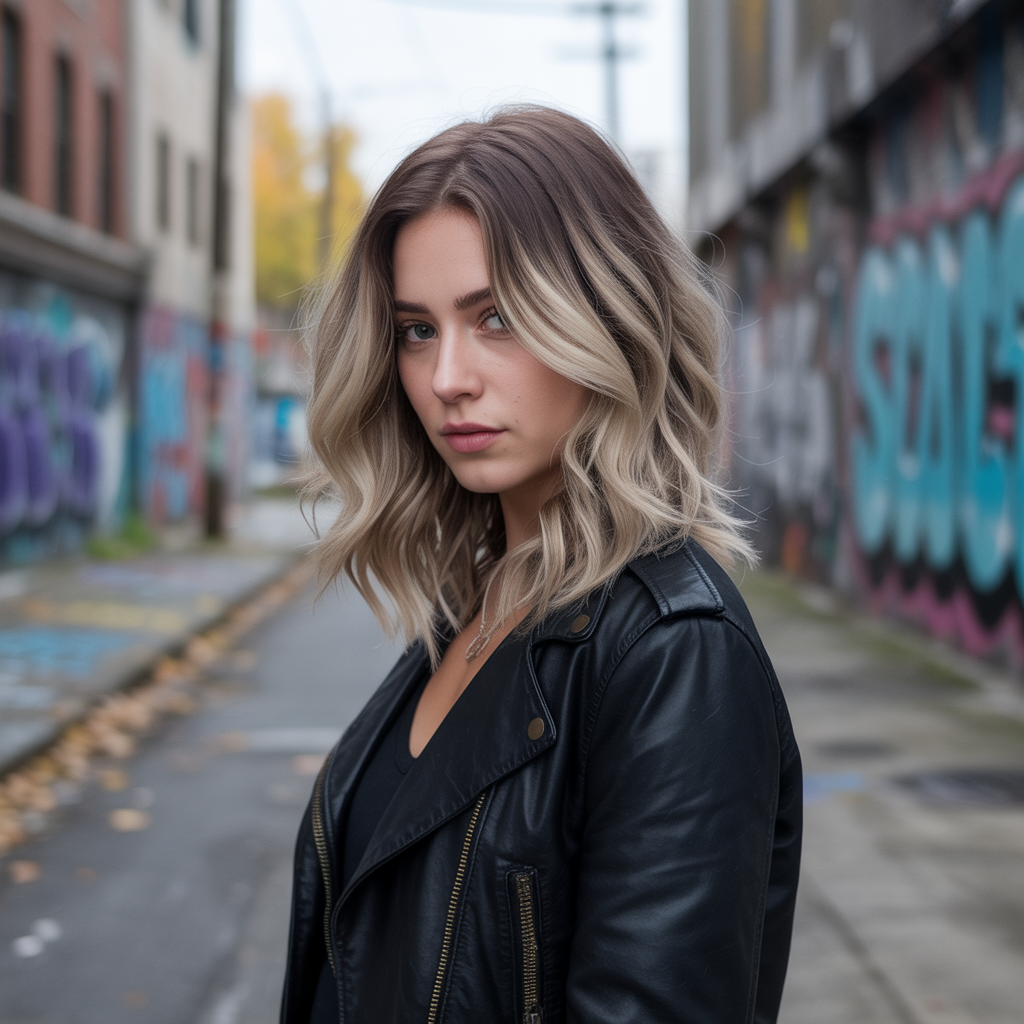 Balayage blonde wolf cut