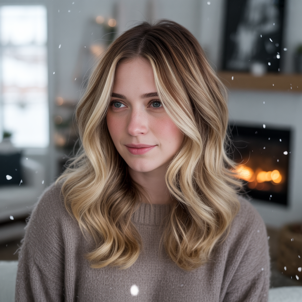 Blonde Balayage with Chestnut Lowlights