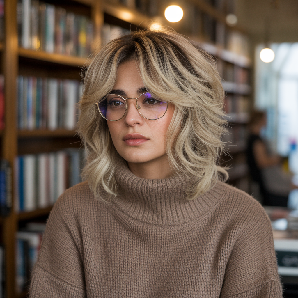 Blonde wolf cut with lowlights