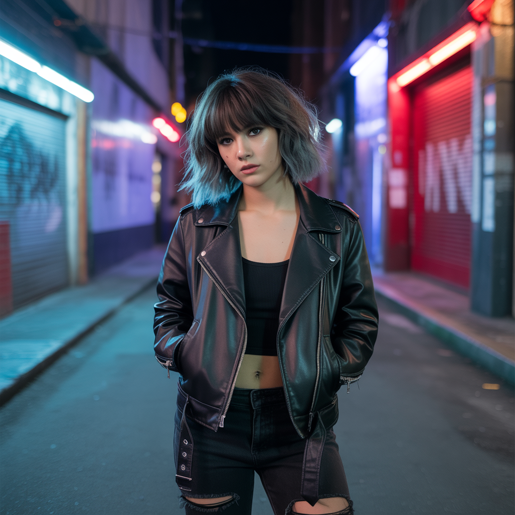 Blue-Tinted Wolf Cut With Highlights