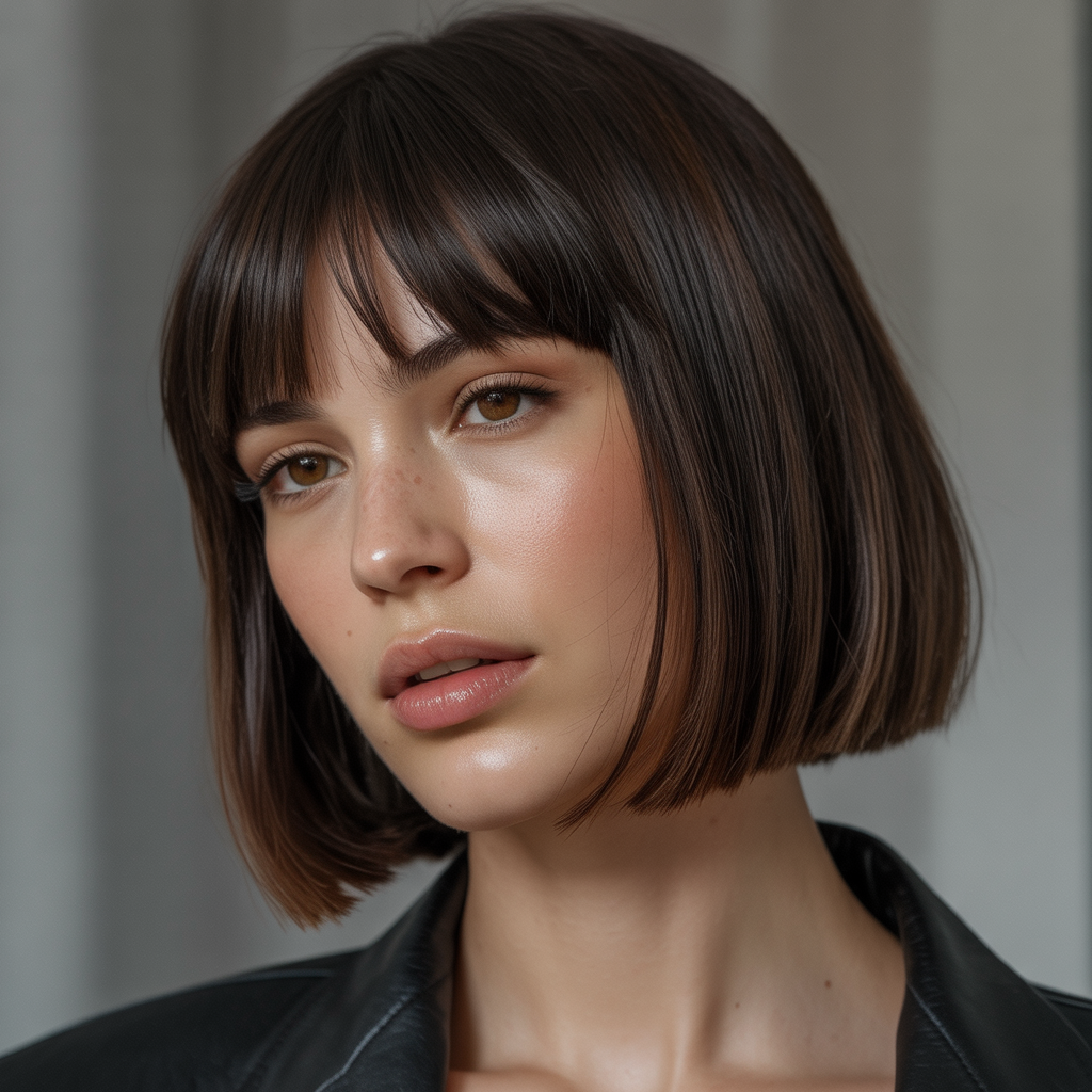 15 Gorgeous Haircuts With Curtain Bangs to Transform Your Look 3 Blunt Bob With Curtain Bangs