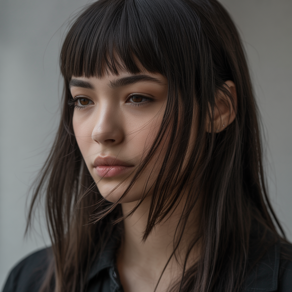 Blunt Fringe with Wispy Ends