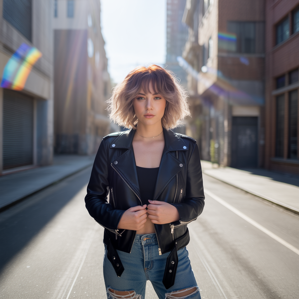 Bold Contrast Balayage Wolf Cut