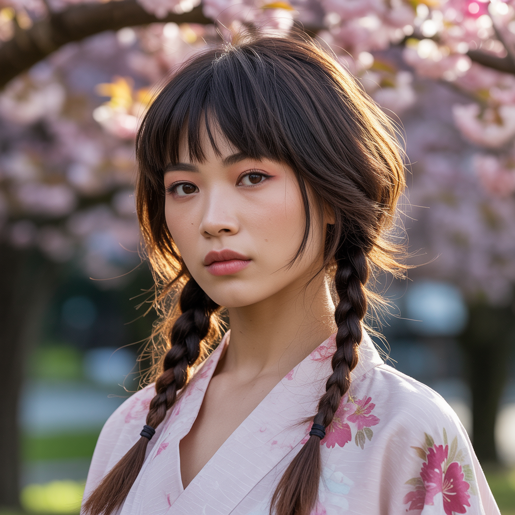 Braided Pigtails for Short Wolf Cuts