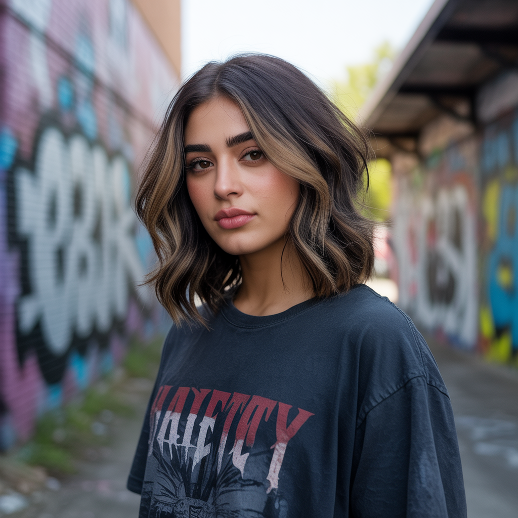 Brunette Balayage Wolf Cut