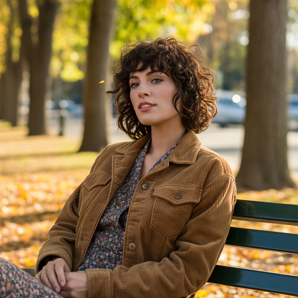Brunette brown wolf cut with curls