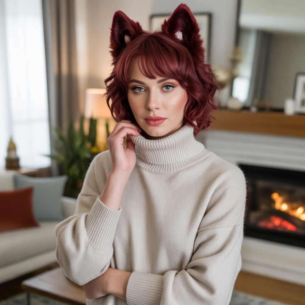 Burgundy Red Wolf Cut