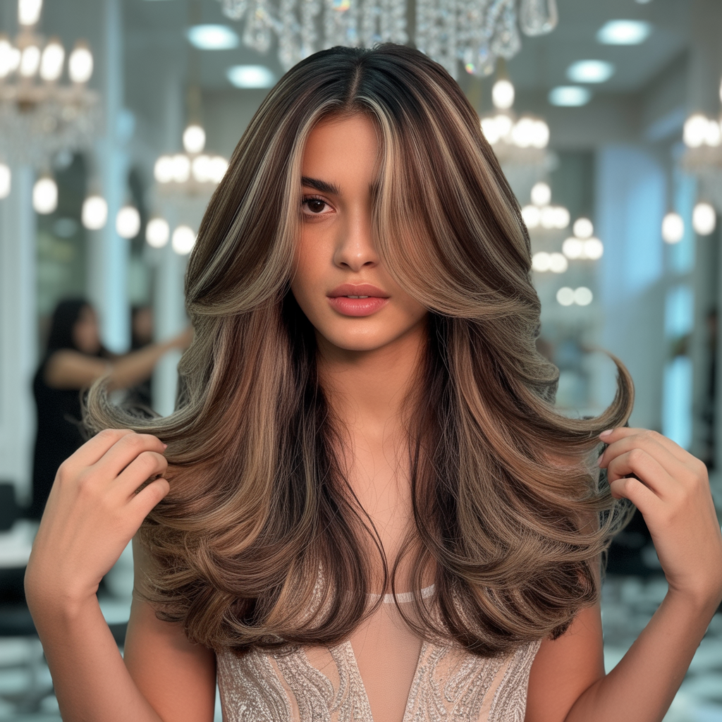 Butterfly Haircut with Highlights