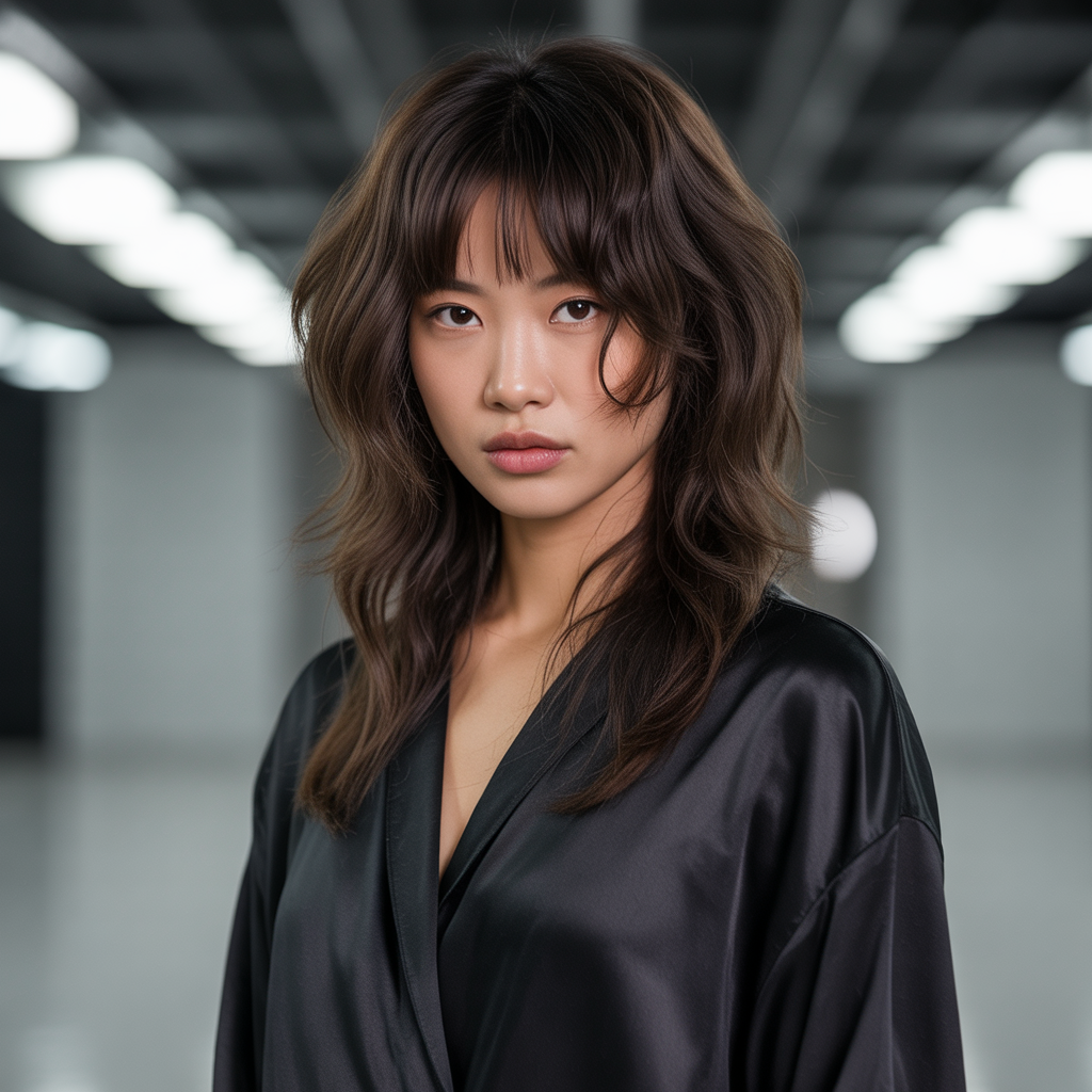 Butterfly Haircut with Long Bangs