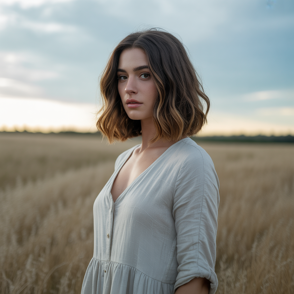 Caramel highlights on brown wolf cut