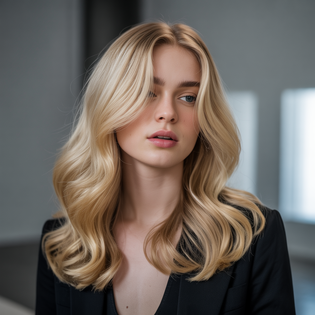 Champagne Blonde with Beige Lowlights