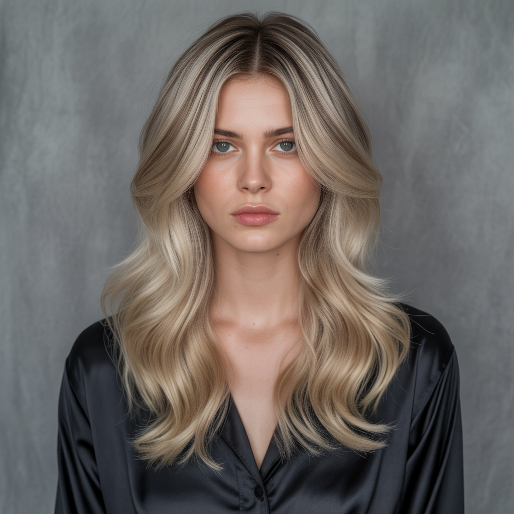 Cool Blonde with Shadow Root Lowlights