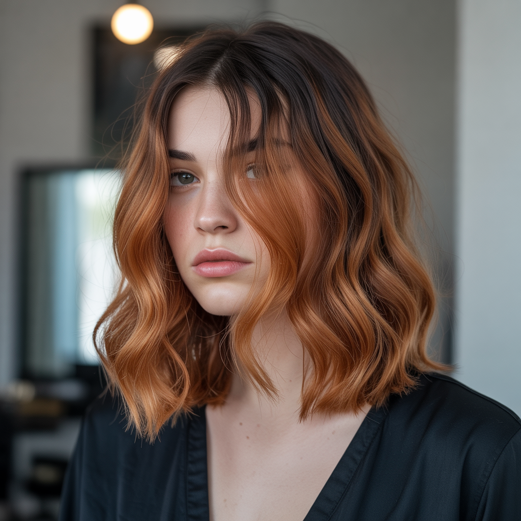 Copper Balayage Wolf Cut