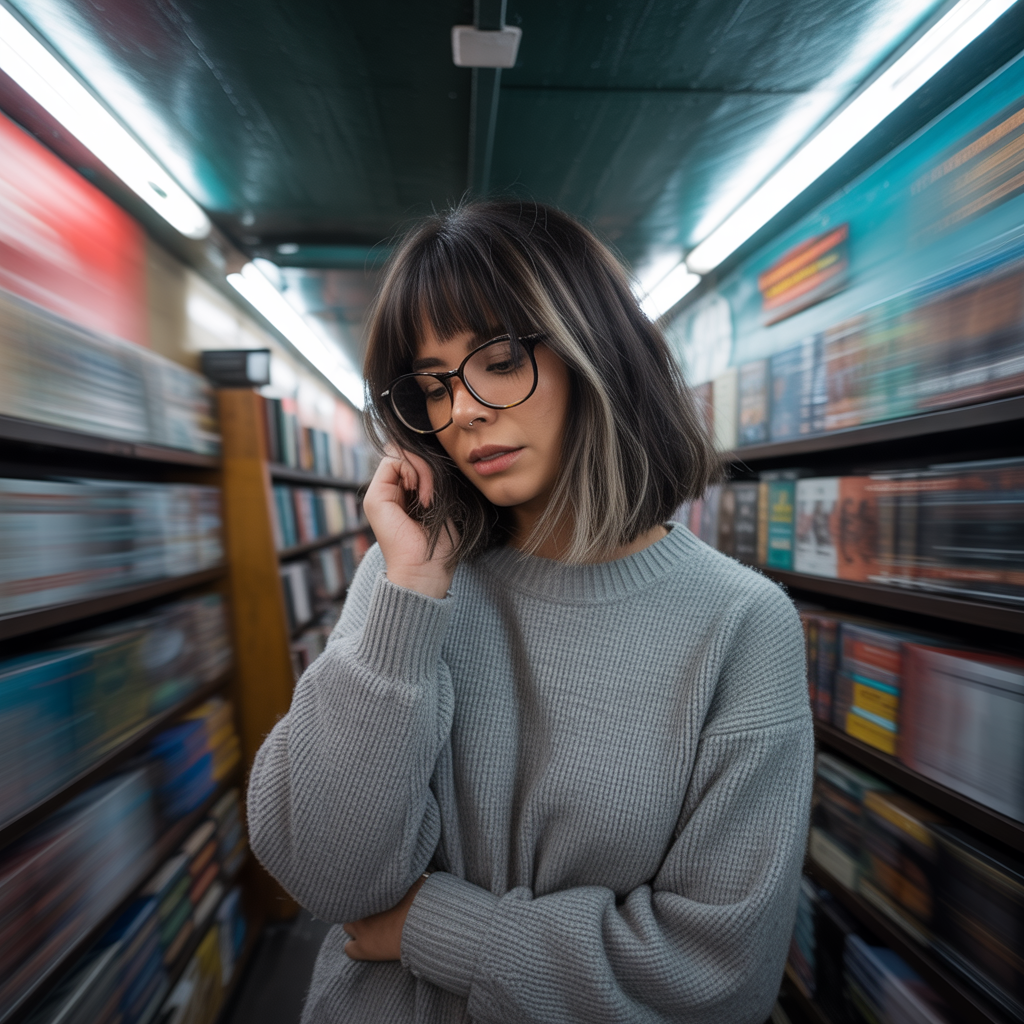 Dark Root Balayage Wolf Cut