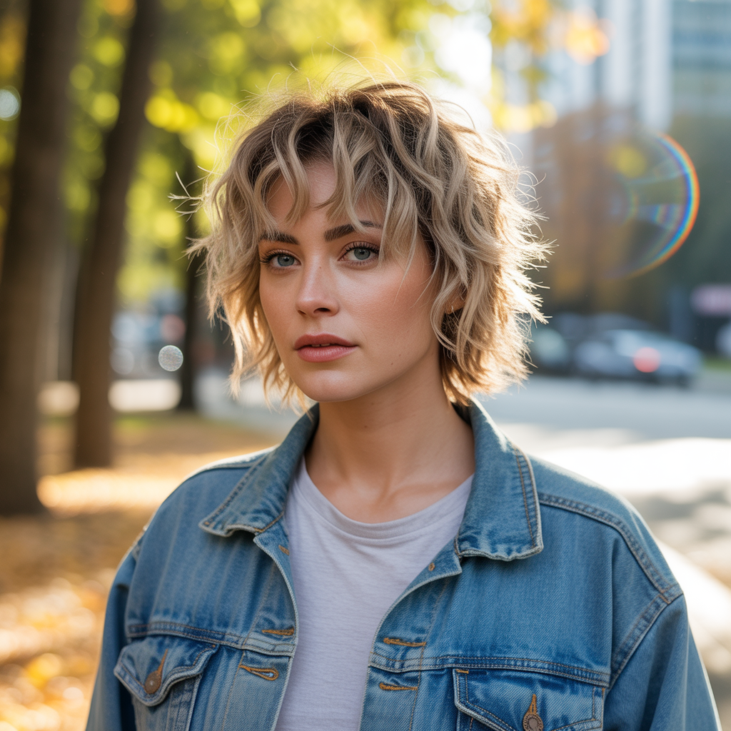 Dirty blonde wolf cut