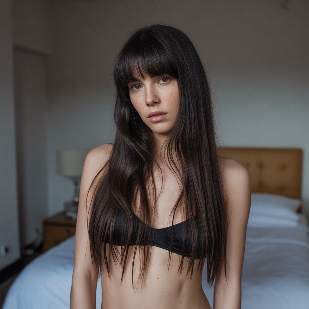 Extra Long Straight Hair with Heavy Bangs