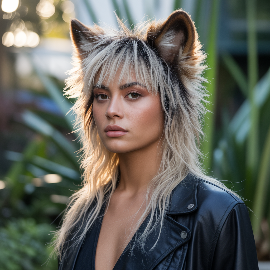 Fluffy Wolf Cut with Dark Roots