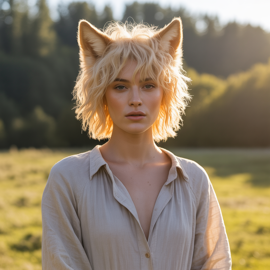 Golden blonde wolf cut