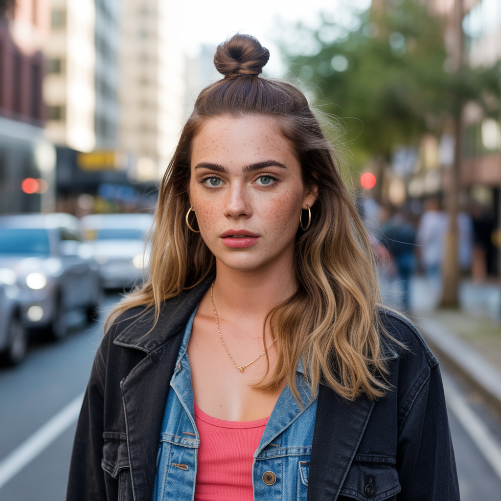 16 Brilliant Easy Hairstyles You Can Do in Minutes 3 Half-Up Top Knot