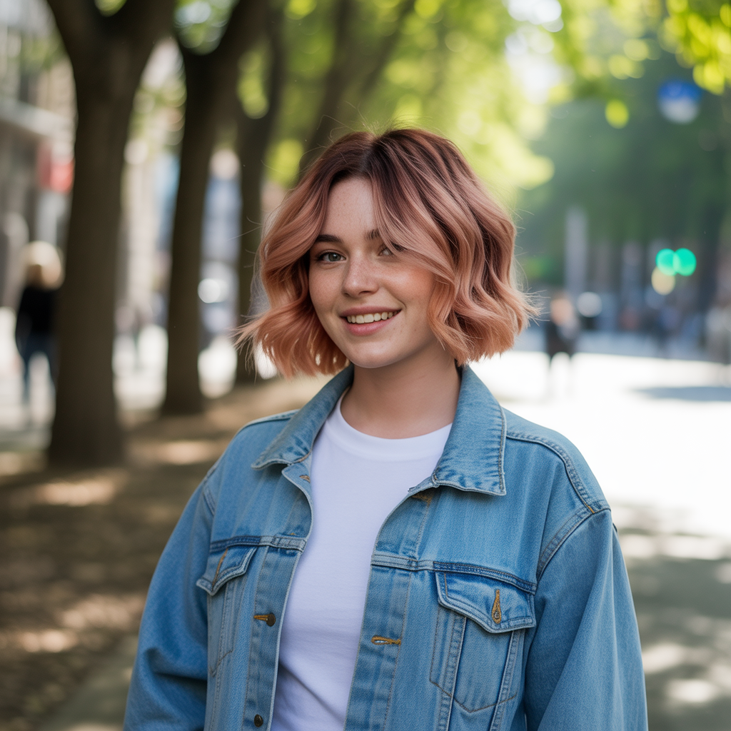 Honey Rose Balayage Wolf Cut