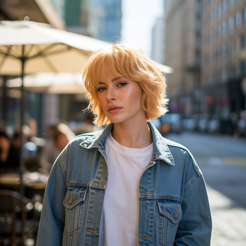 Honey blonde wolf cut