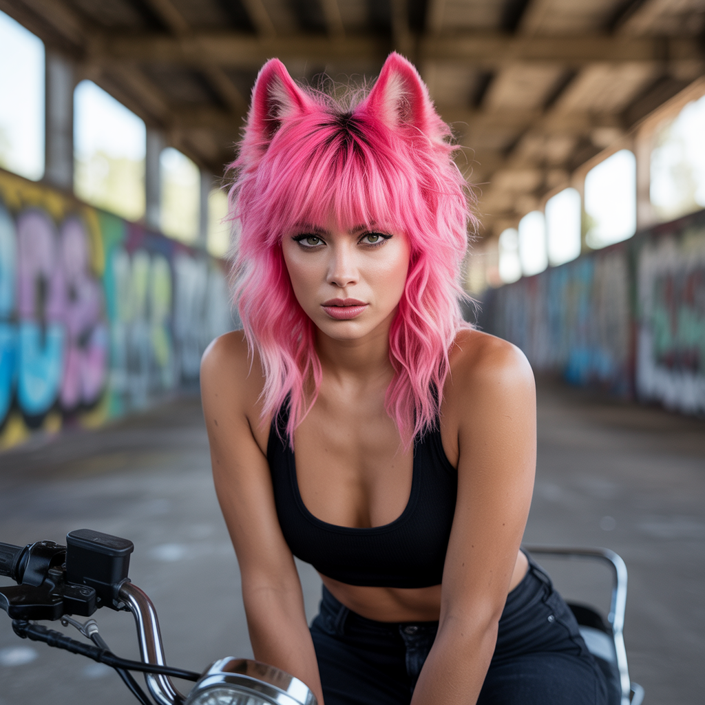Hot Pink Wolf Cut