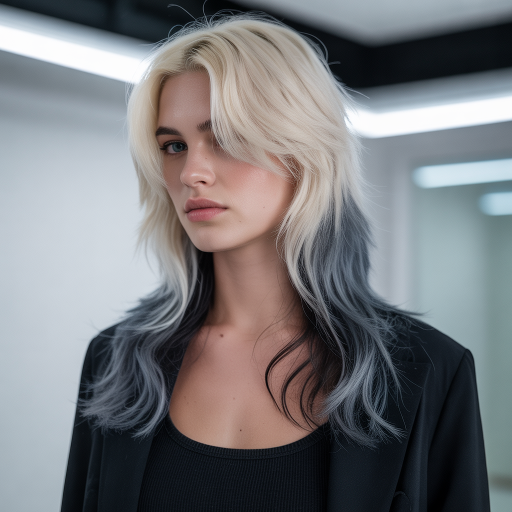 Icy Blonde with Slate Lowlights