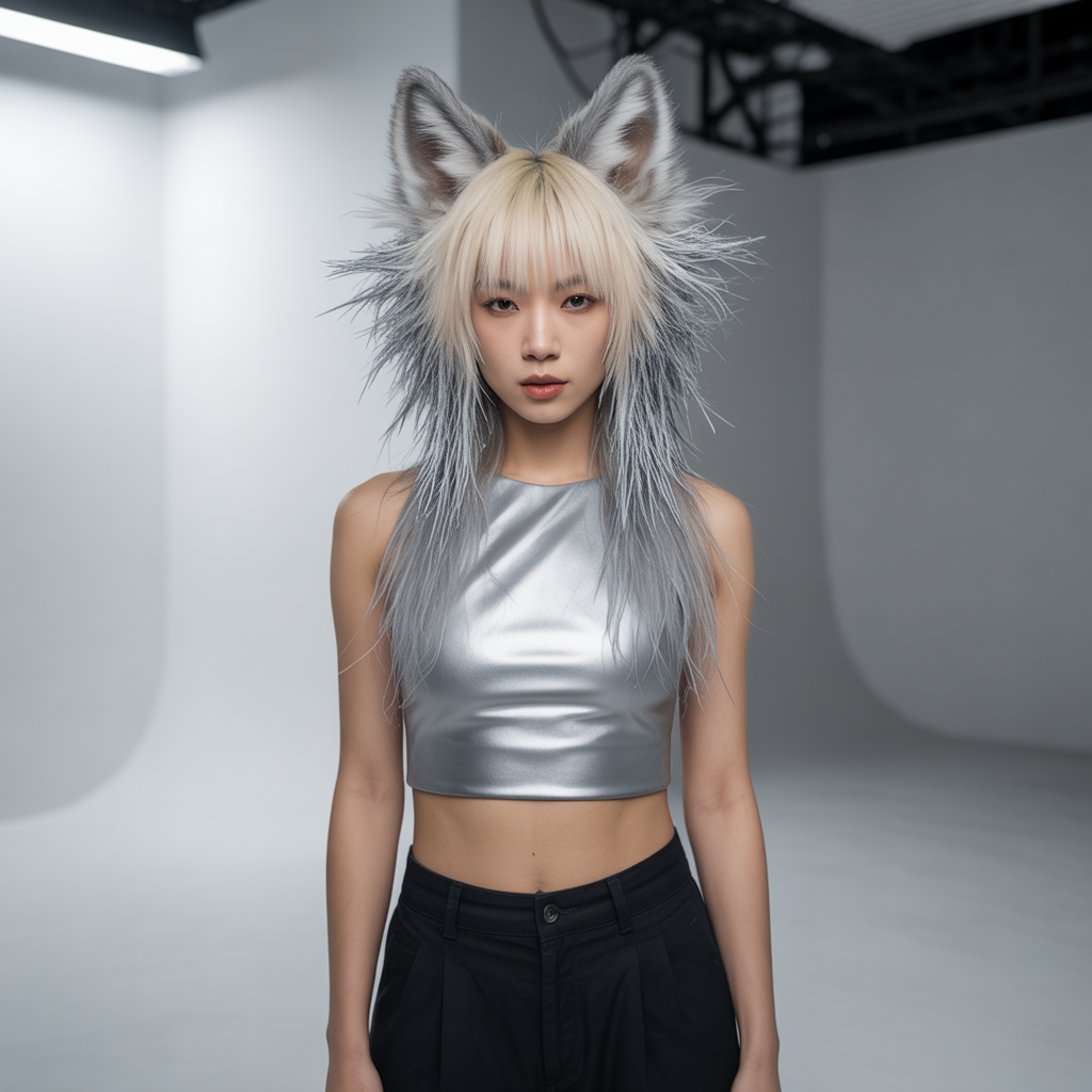 Icy blonde wolf cut