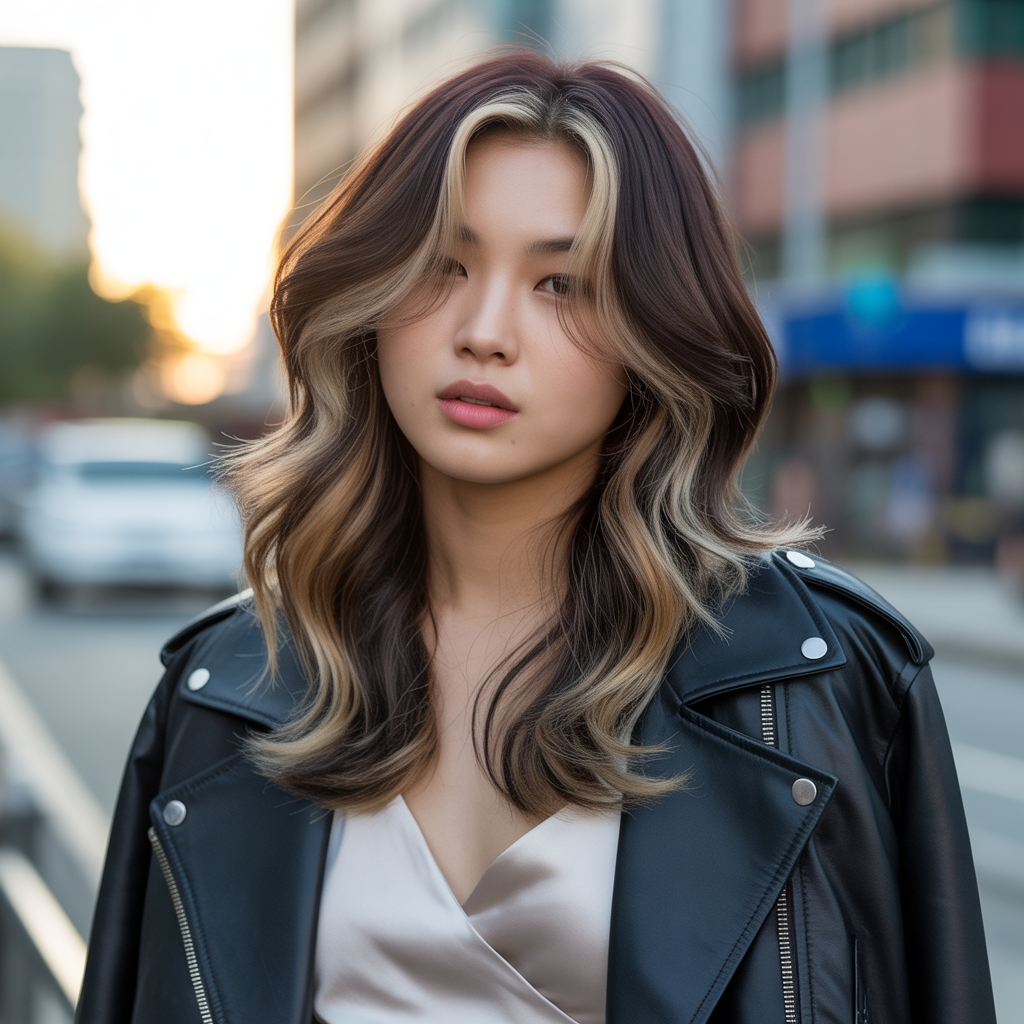 Korean Wolf Cut with Highlights