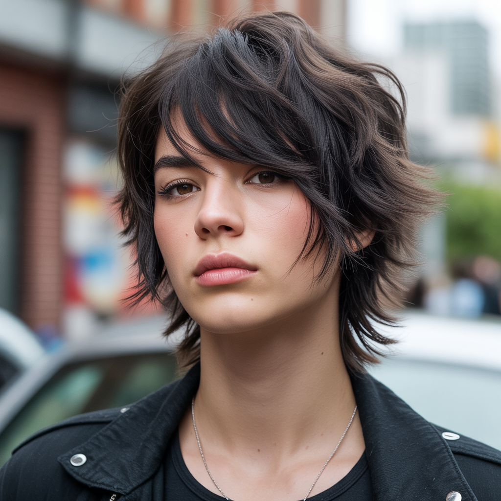 Layered Choppy Cut with Side Bangs