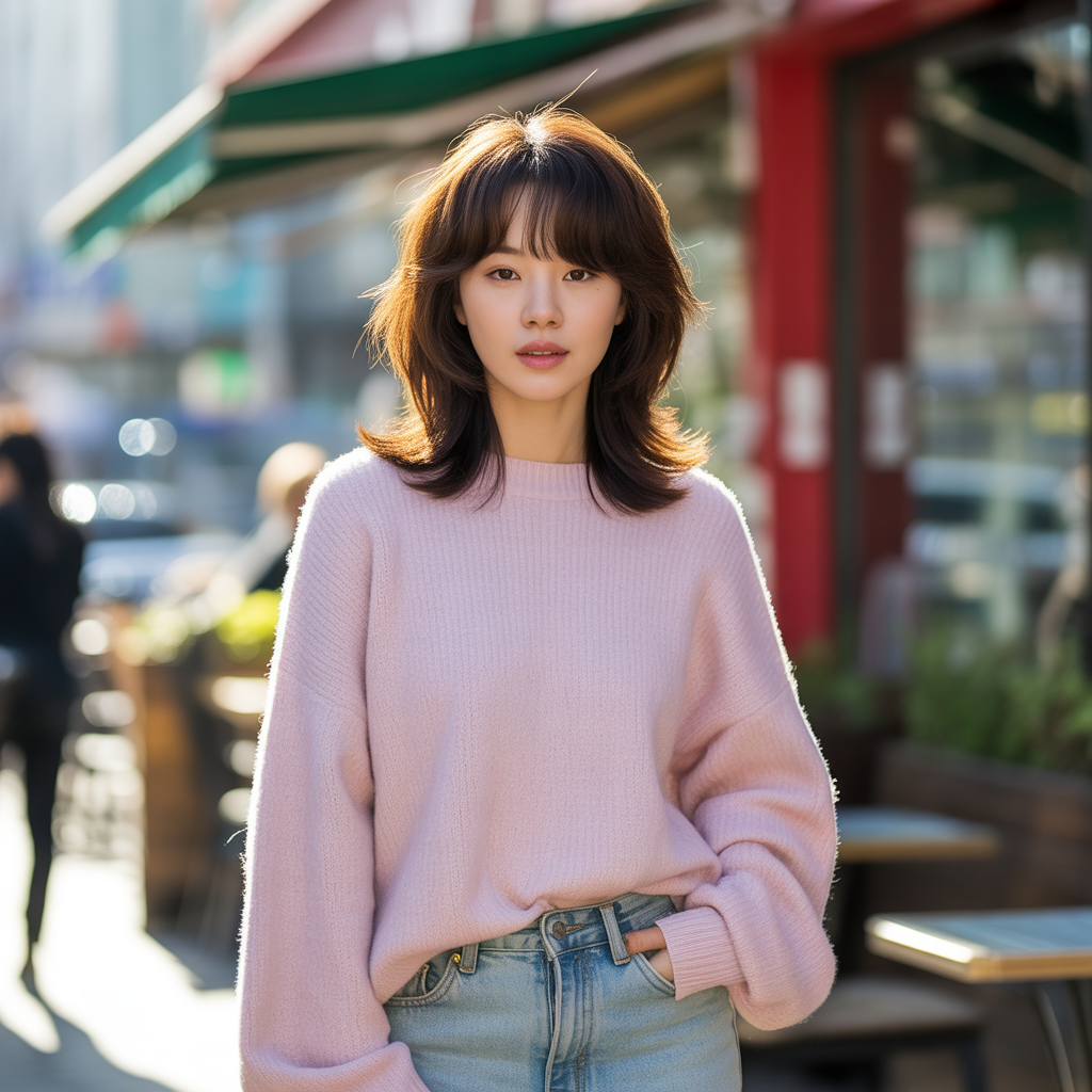 Layered Korean Wolf Cut with Fringe