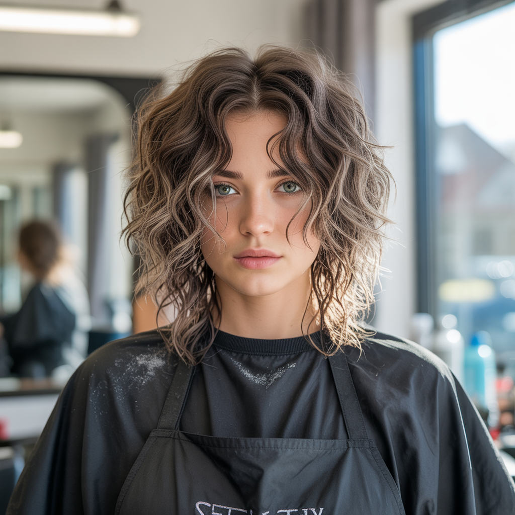 Layered Wavy Wolf Cut