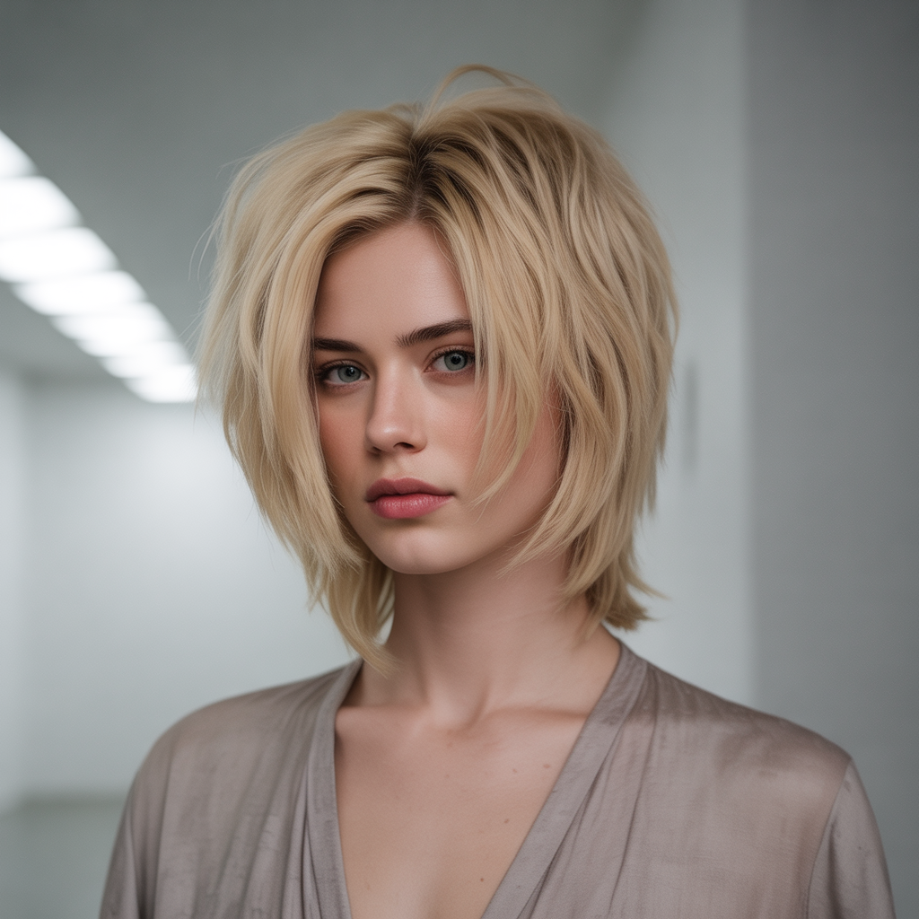 Layered bob wolf cut