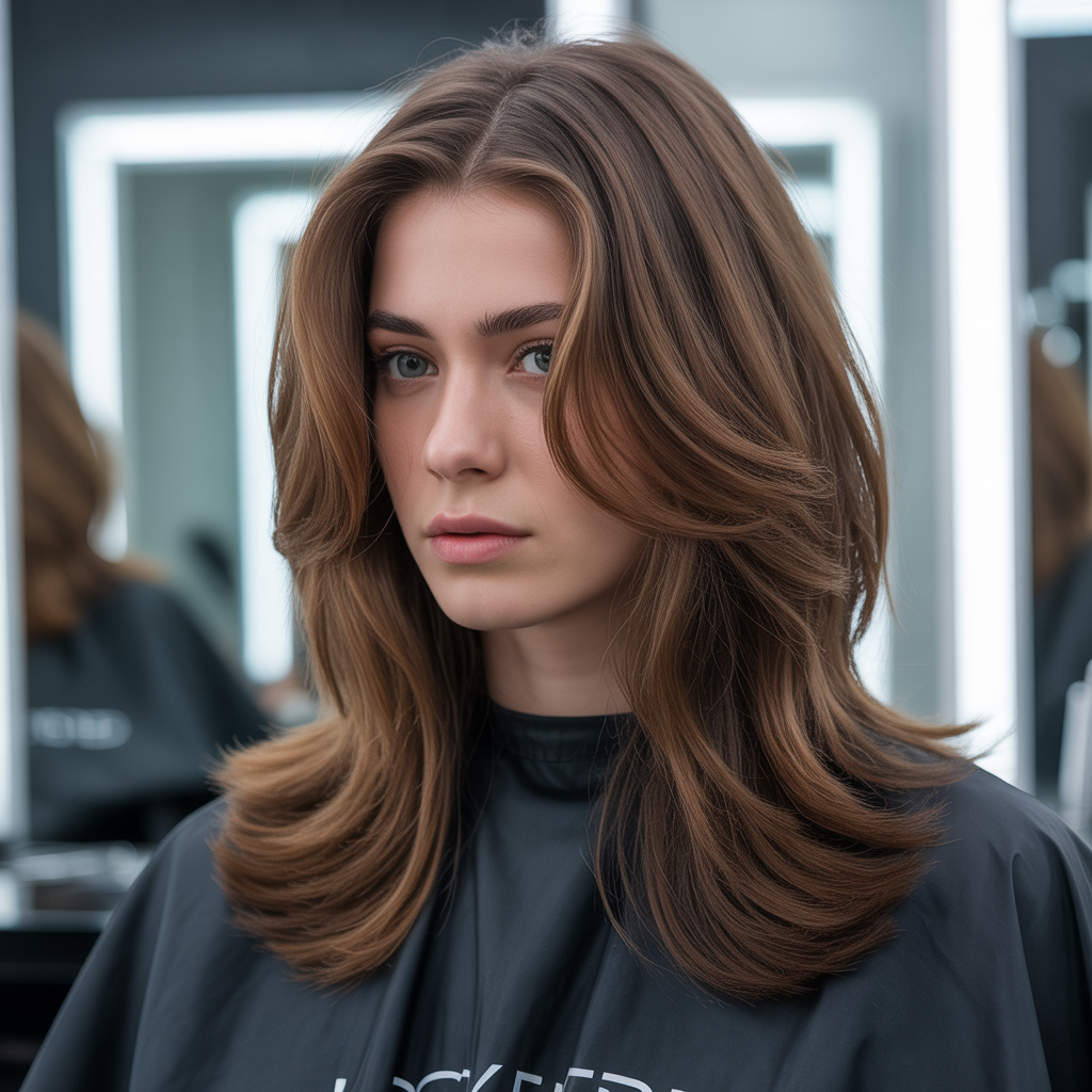 Long Layered Haircut with Layers Around Crown