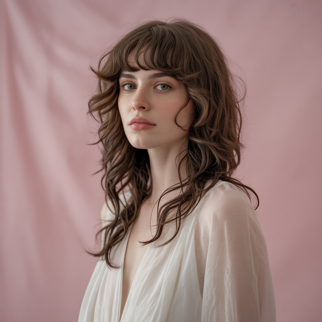 Long Layered Haircut with Wispy Bangs