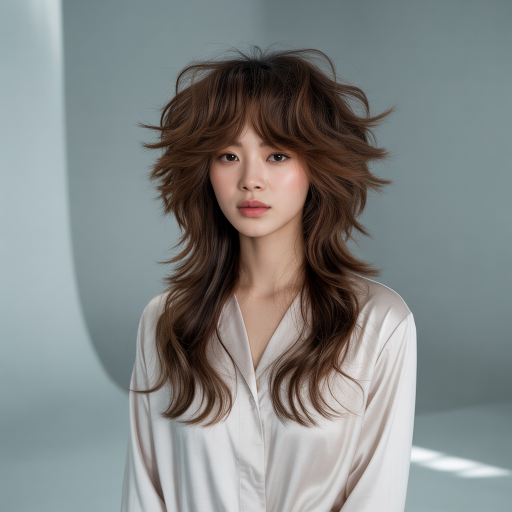 Long Layered Korean Wolf Cut