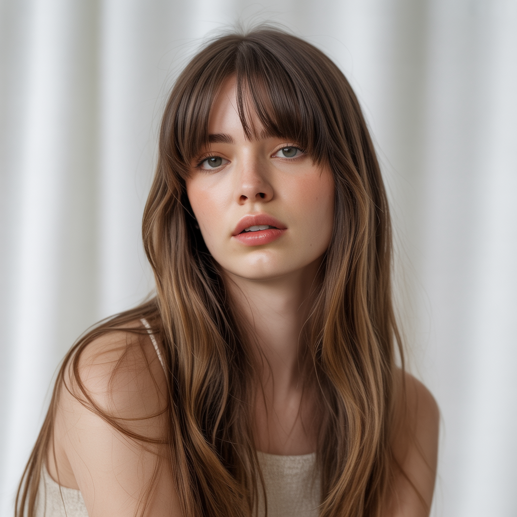 15 Gorgeous Haircuts With Curtain Bangs to Transform Your Look 11 Long Straight Cut With Wispy Curtain Bangs