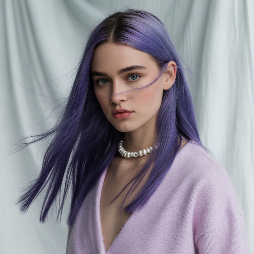 Long Straight Purple Hair