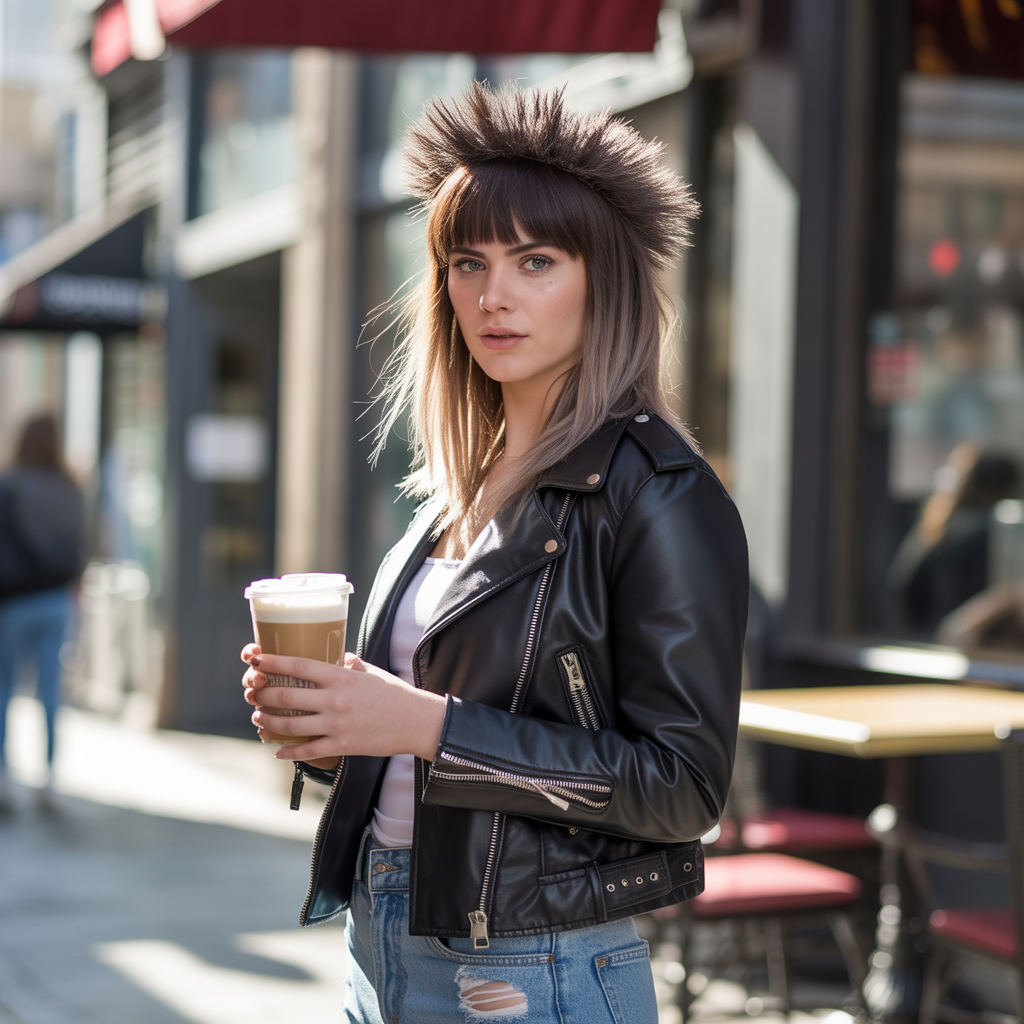 Long wolf cut with layered fringe